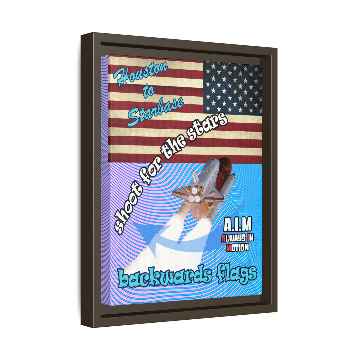 shoot for the stars - framed canvas art (light blue-purple wave)