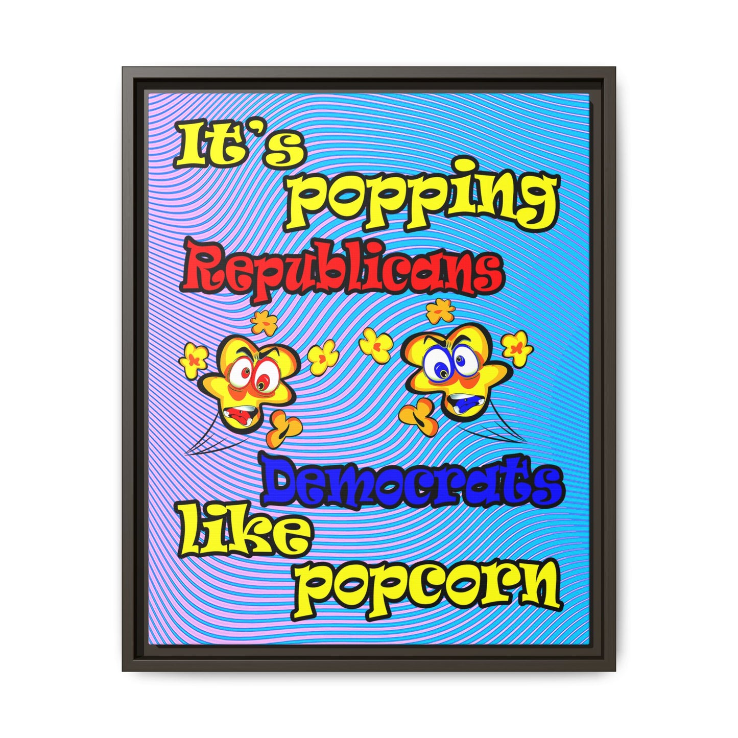 popping like popcorn - framed canvas art (light blue-purple wave)