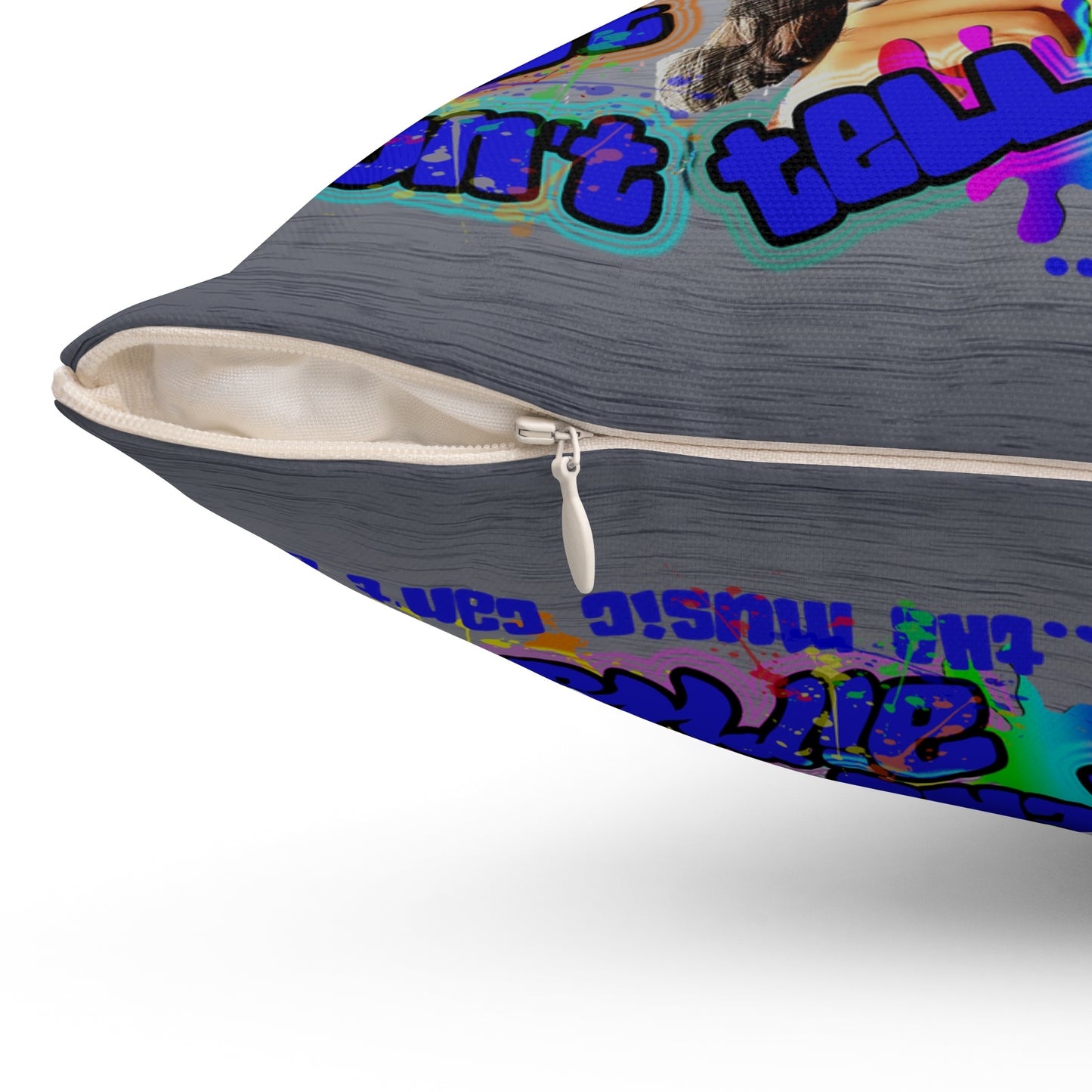 drop the beat - Spun Polyester Square Pillow - (brushed nickel)