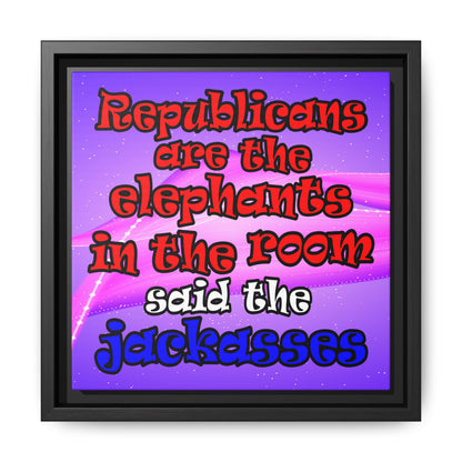 donkeys and elephants - framed canvas art (purple-pink wave)