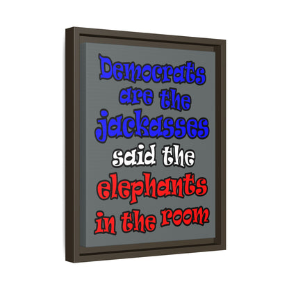 donkeys and elephants - framed canvas art (dark grey)