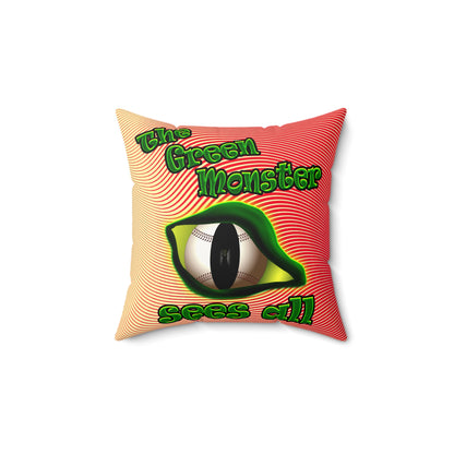 green monster - Faux Suede Square Pillow - (yellow-orange wave)