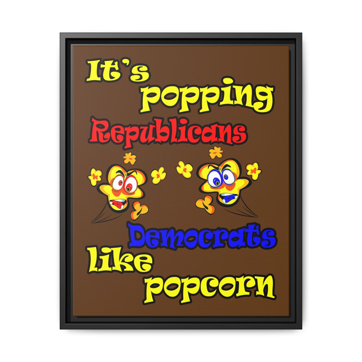 popping like popcorn - framed canvas art (brown)