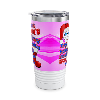 santa's shoes - Ringneck Tumbler, 20oz (light blue-pink wave)