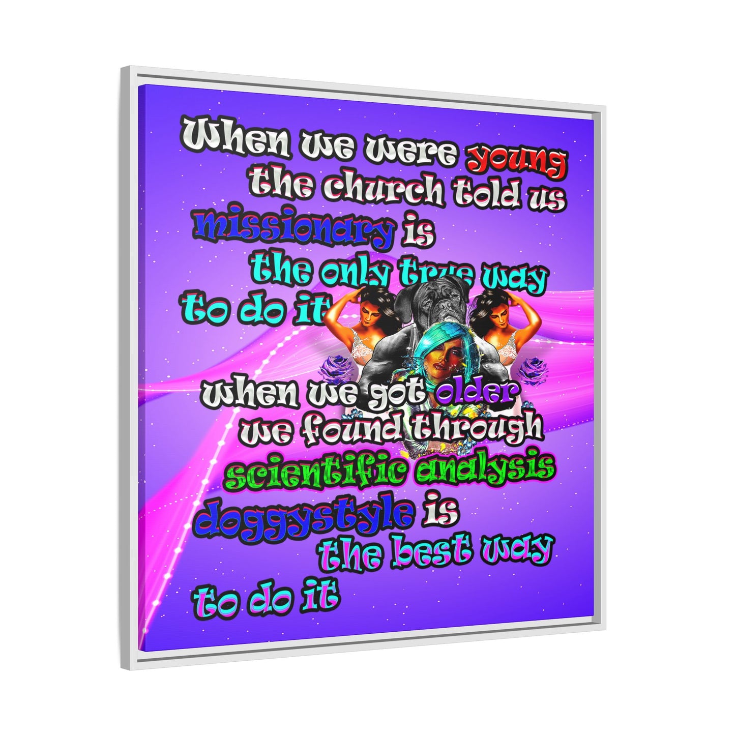 doggystyle - framed canvas art (purple-pink wave)