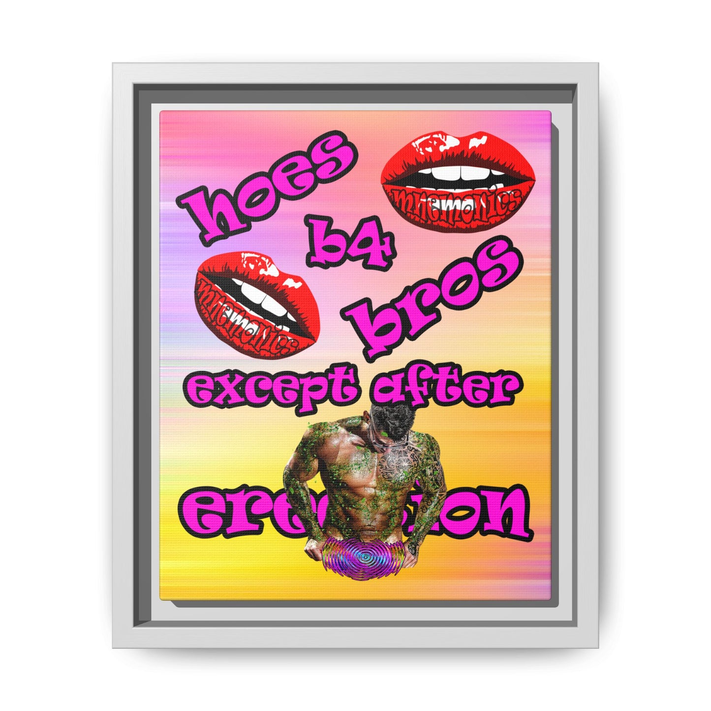 hoes b4 bros - framed canvas art (color blur)