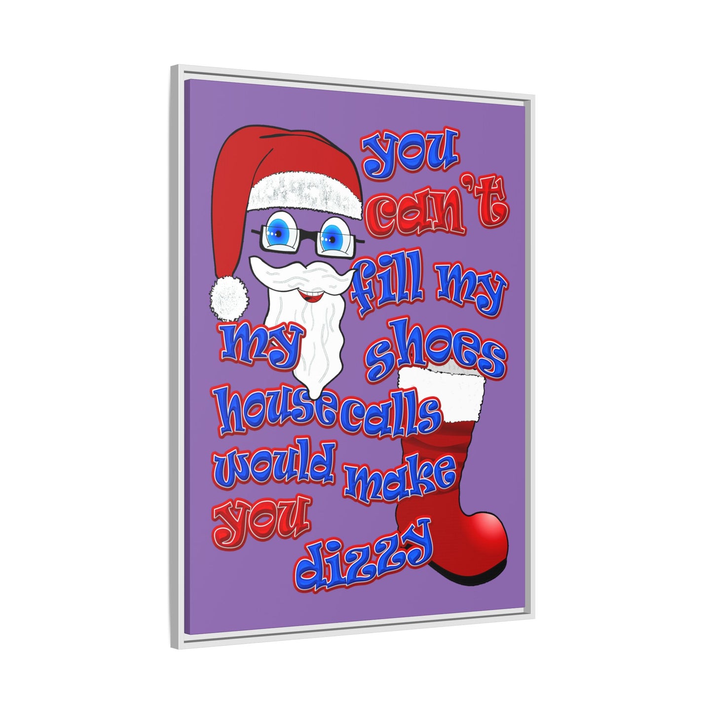 santa's shoes - framed canvas art (light purple)