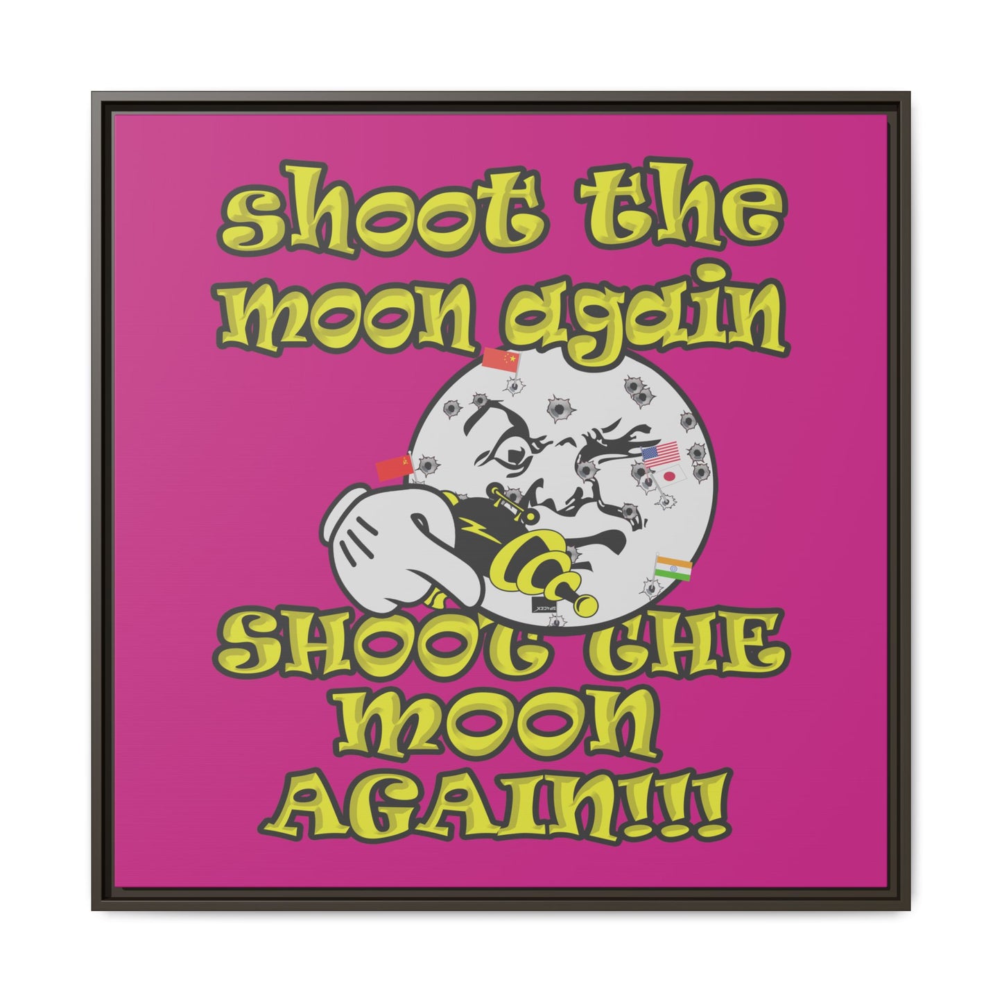 shoot the moon again - framed canvas art (pink)