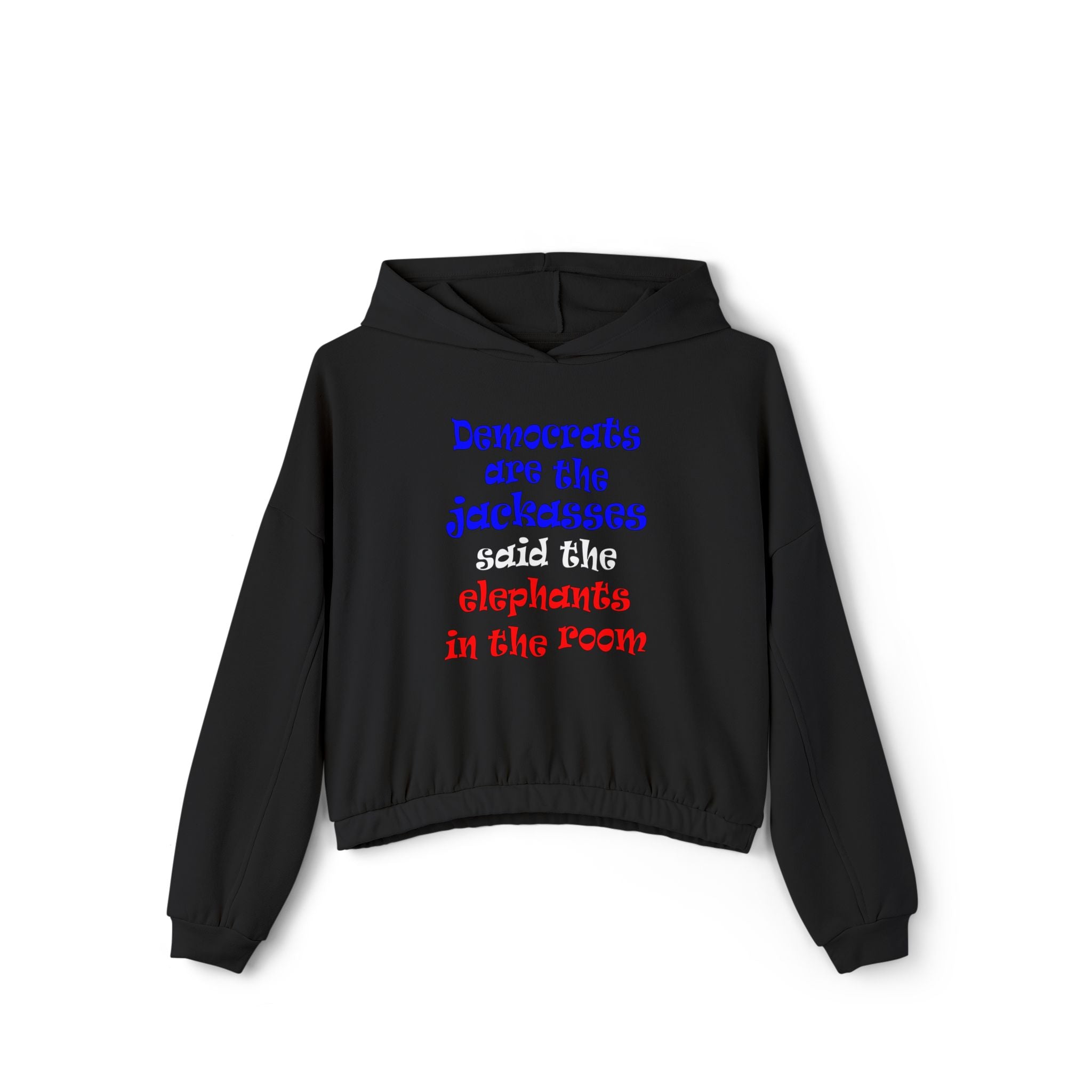 donkeys and elephants - Women's Cinched Bottom Hoodie