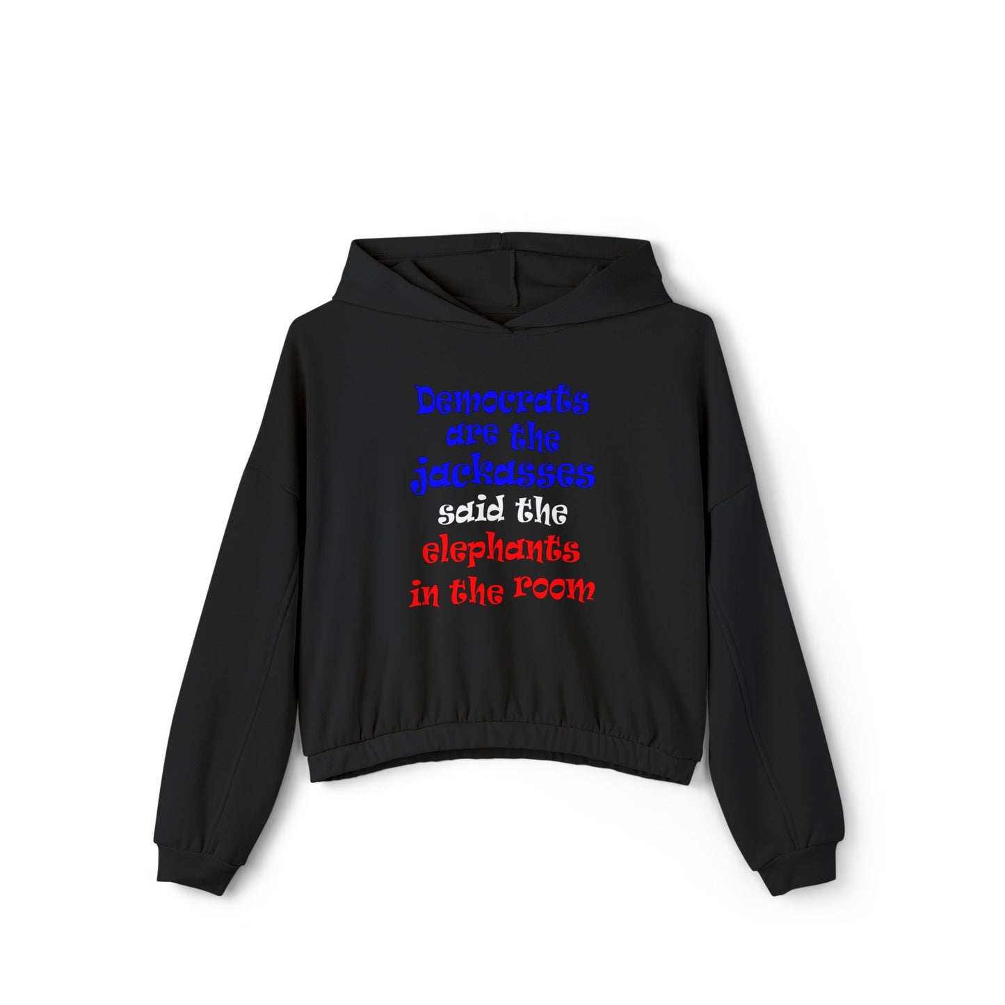 donkeys and elephants - Women's Cinched Bottom Hoodie