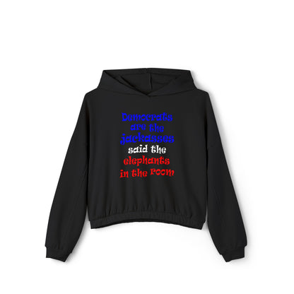 donkeys and elephants - Women's Cinched Bottom Hoodie