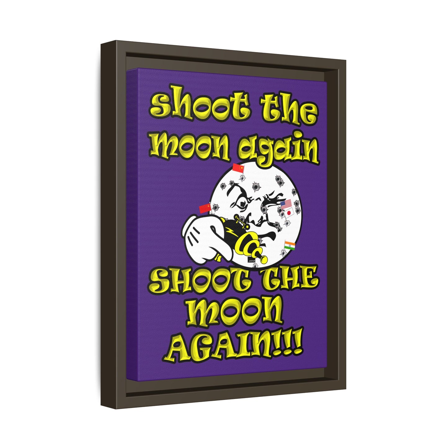 shoot the moon again - framed canvas art (purple)