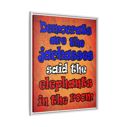 donkeys and elephants - framed canvas art (burnt orange)