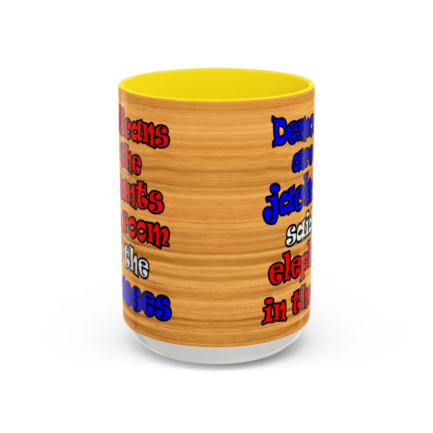 donkeys and elephants - Accent Mug (butterscotch wood finish)