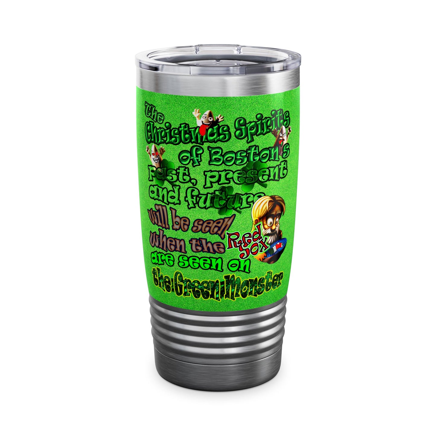 christmas spirits of boston - Ringneck Tumbler, 20oz (green turf)