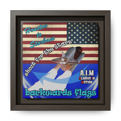 shoot for the stars - framed canvas art (blue-white wave)