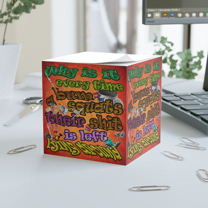 the bum's shit - note cube (burnt orange)