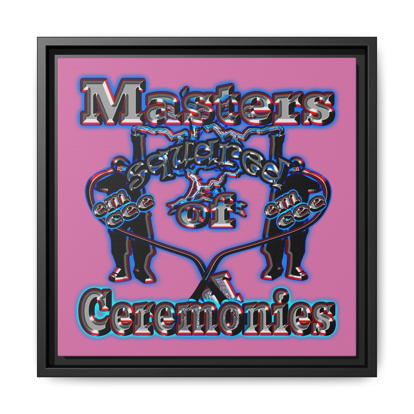 em cee squared - framed canvas art (light pink)