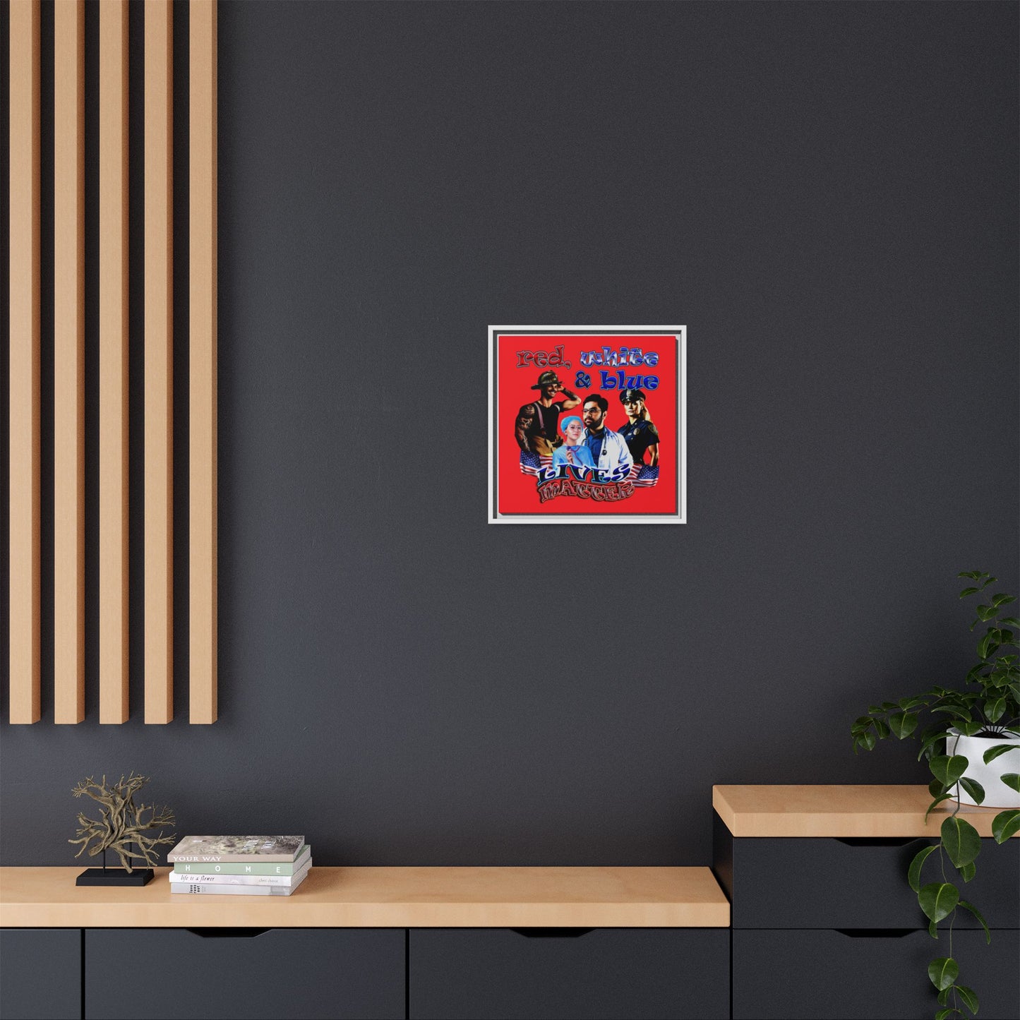 rw&b lives matter - framed canvas art (red)