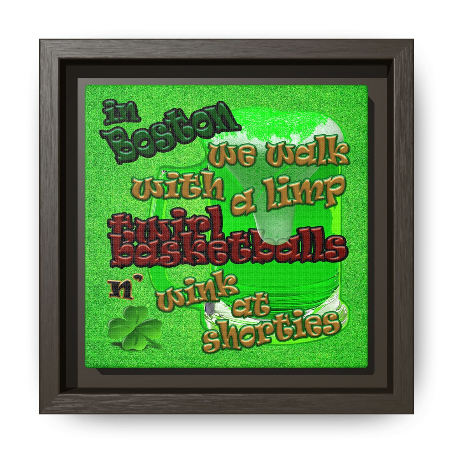 celtics logo - framed canvas art (green turf)