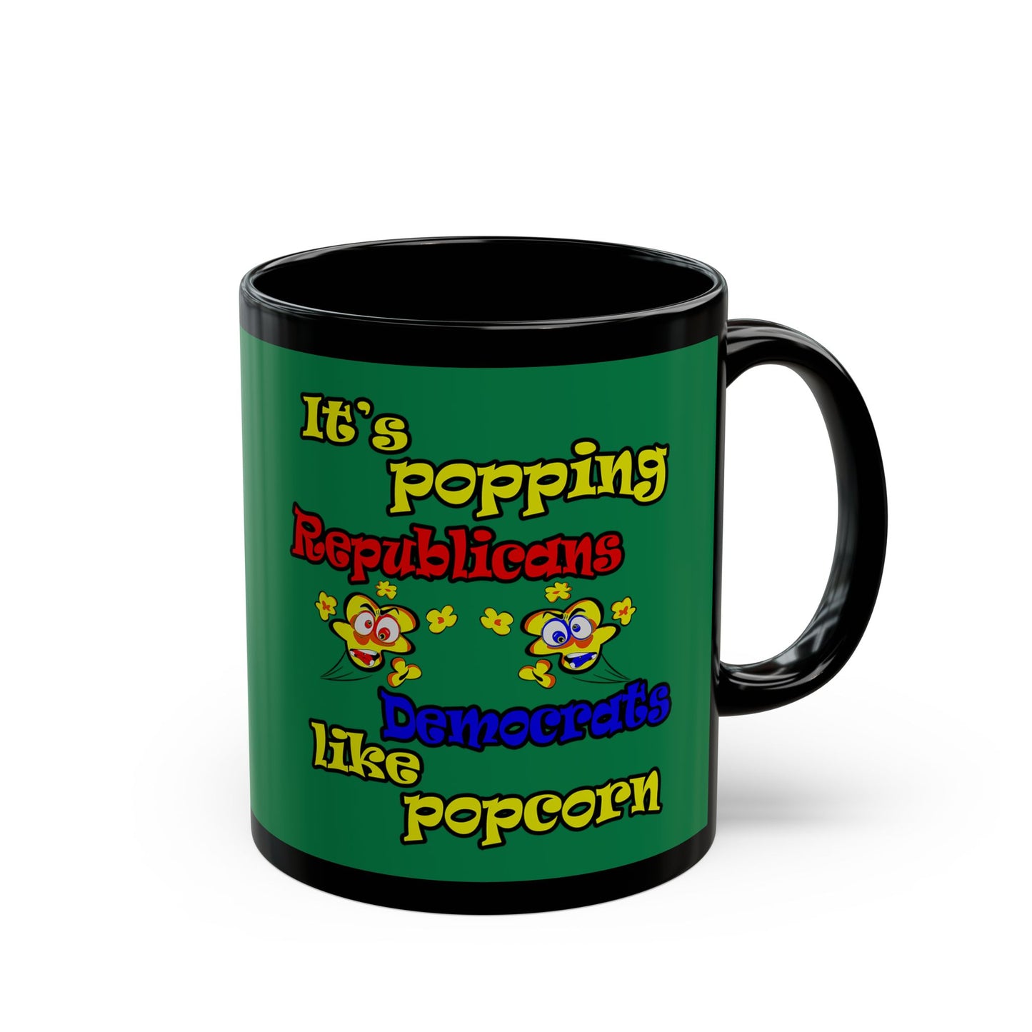 popping like popcorn - Black Mug (dark green)