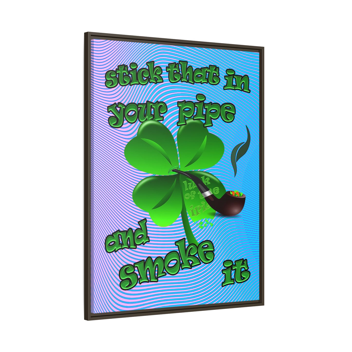 stick that in your pipe and smoke it - framed canvas art (light blue-purple wave)