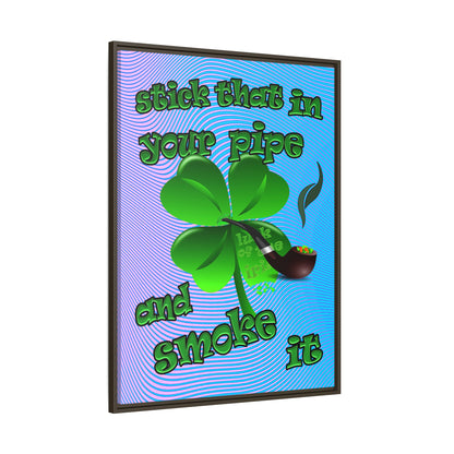 stick that in your pipe and smoke it - framed canvas art (light blue-purple wave)