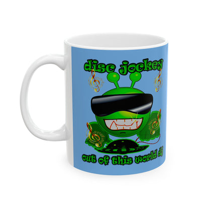 disc jockey - White Mug (light blue)