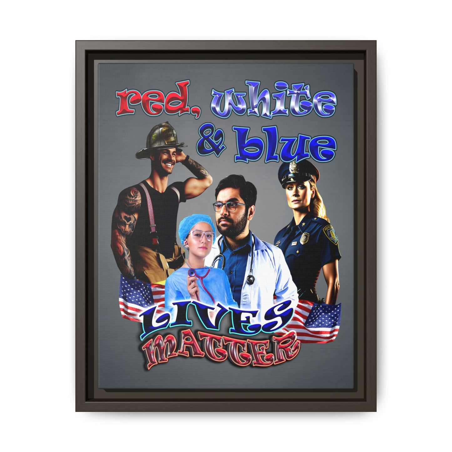 rw&b lives matter - framed canvas art (grey-light grey)