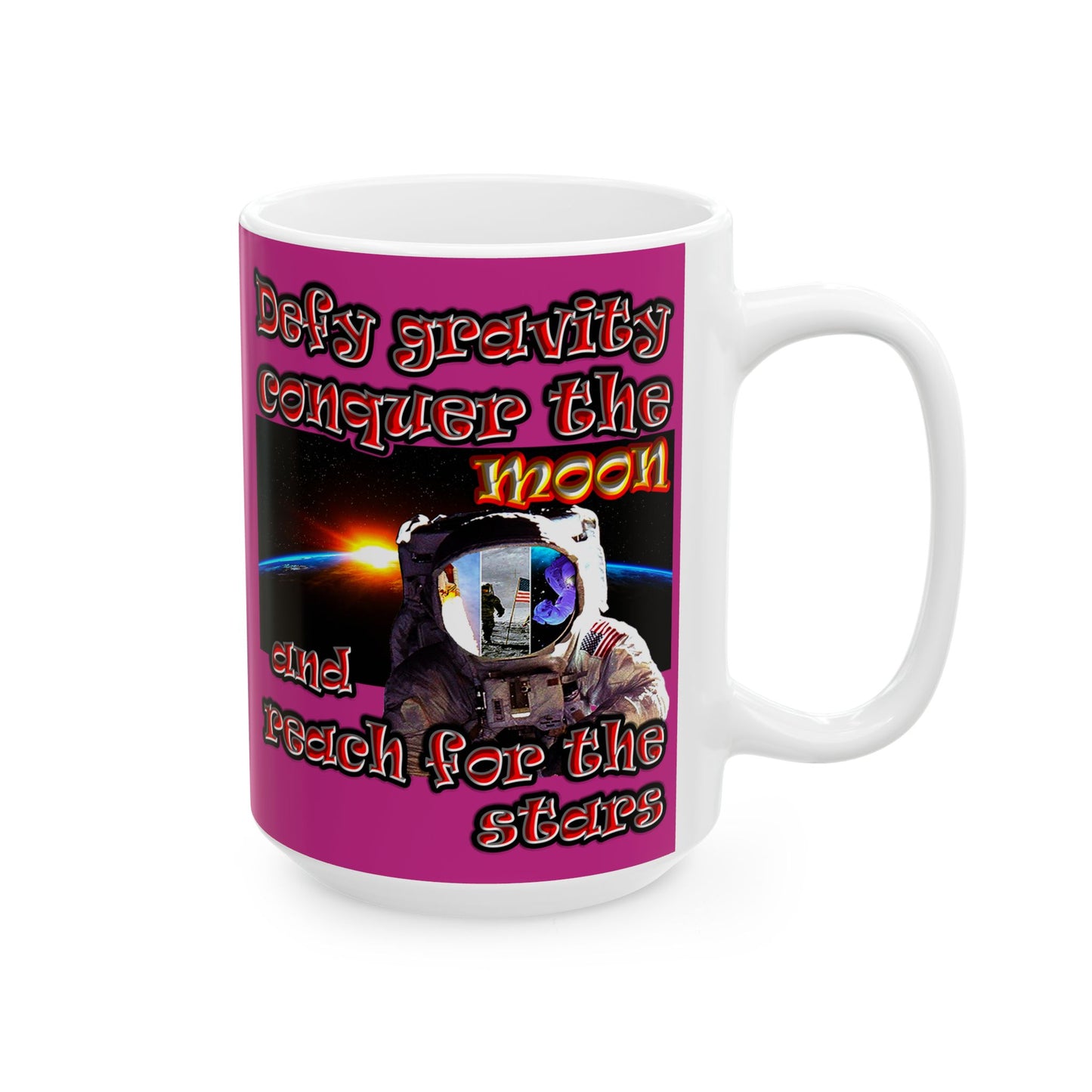 defy conquer reach - White Mug (pink)