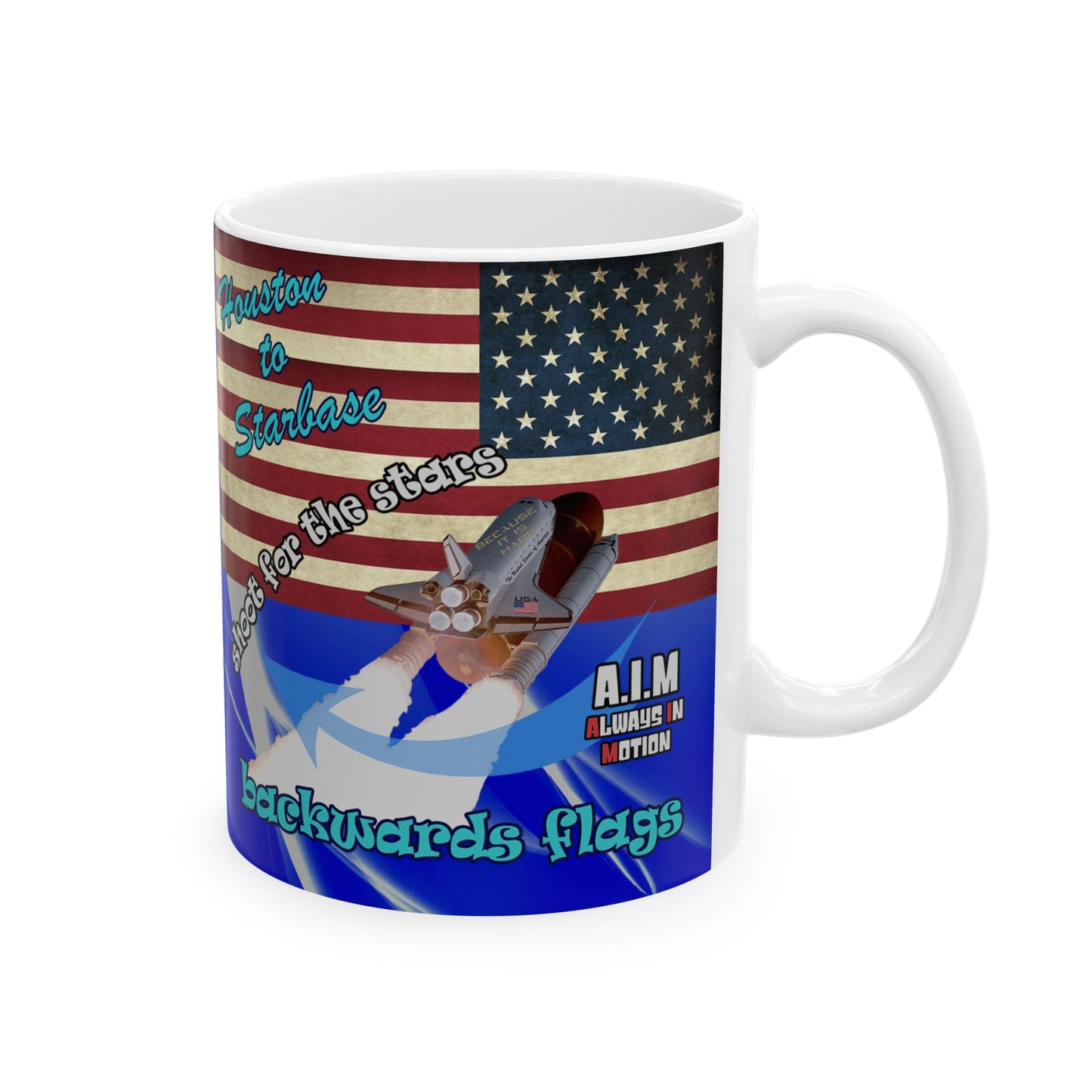 shoot for the stars - White Mug (blue-white wave)