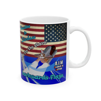 shoot for the stars - White Mug (blue-white wave)