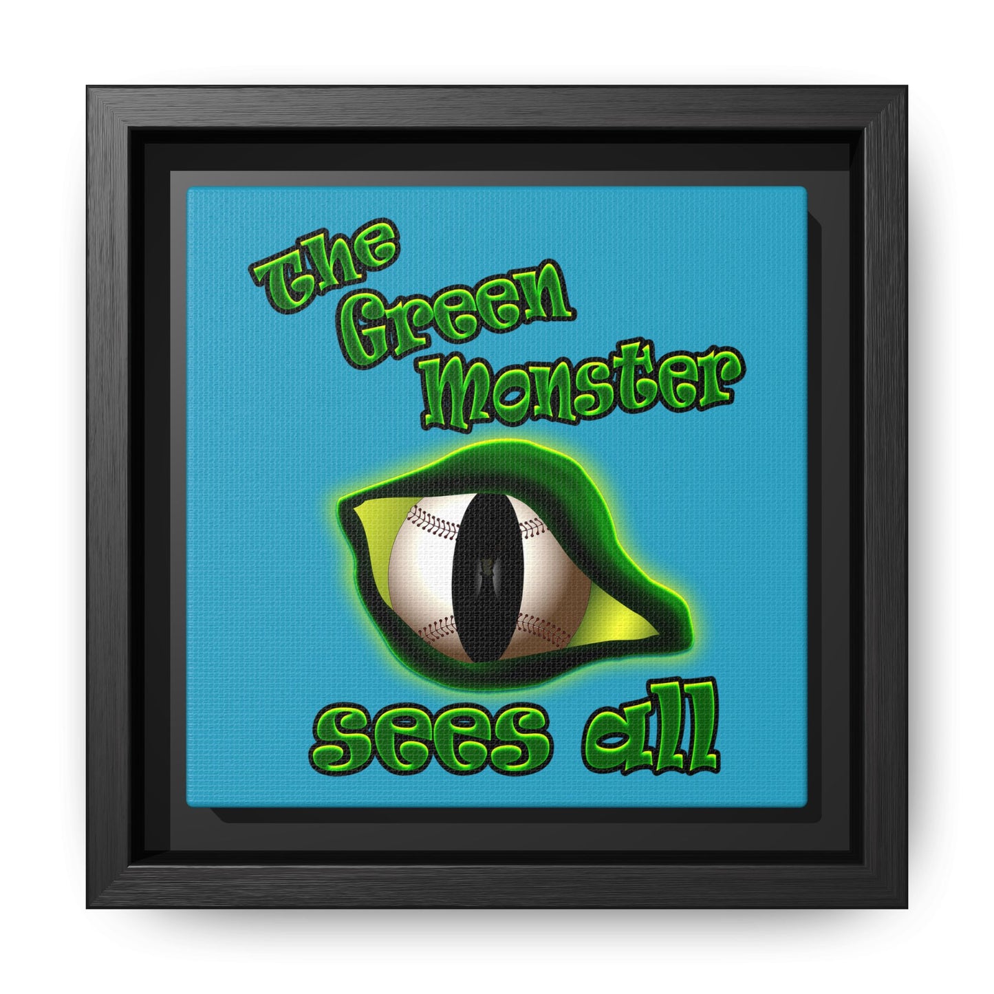 green monster - framed canvas art (turquoise)
