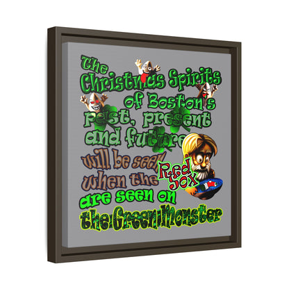 christmas spirits of boston - framed canvas art (grey)