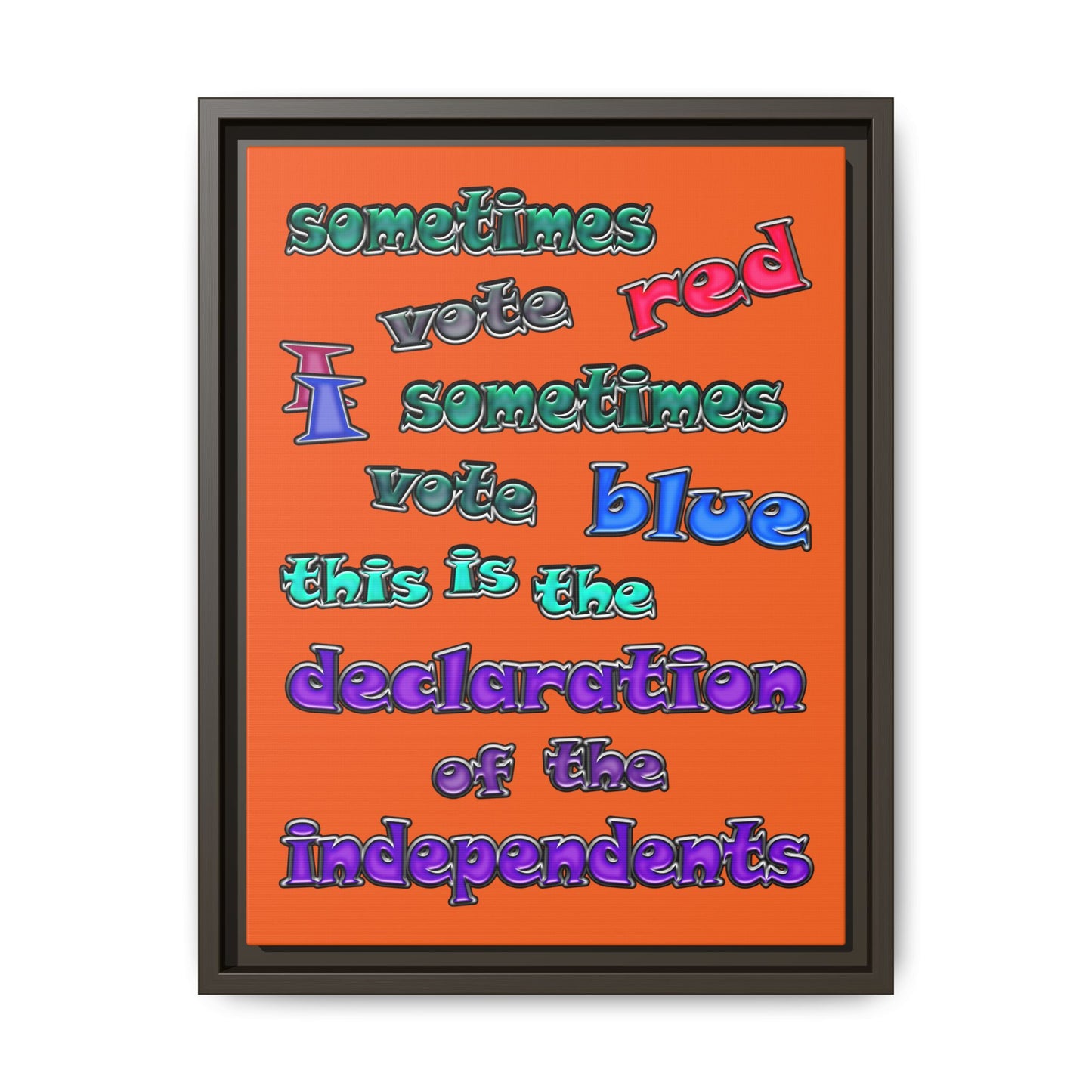 declaration of the independents - framed canvas art (orange)