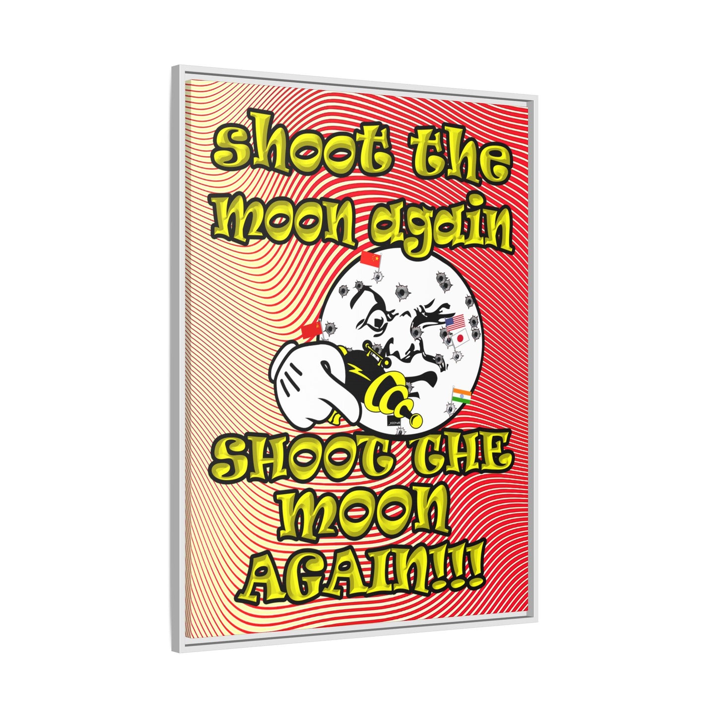 shoot the moon again - framed canvas art (yellow-orange wave)