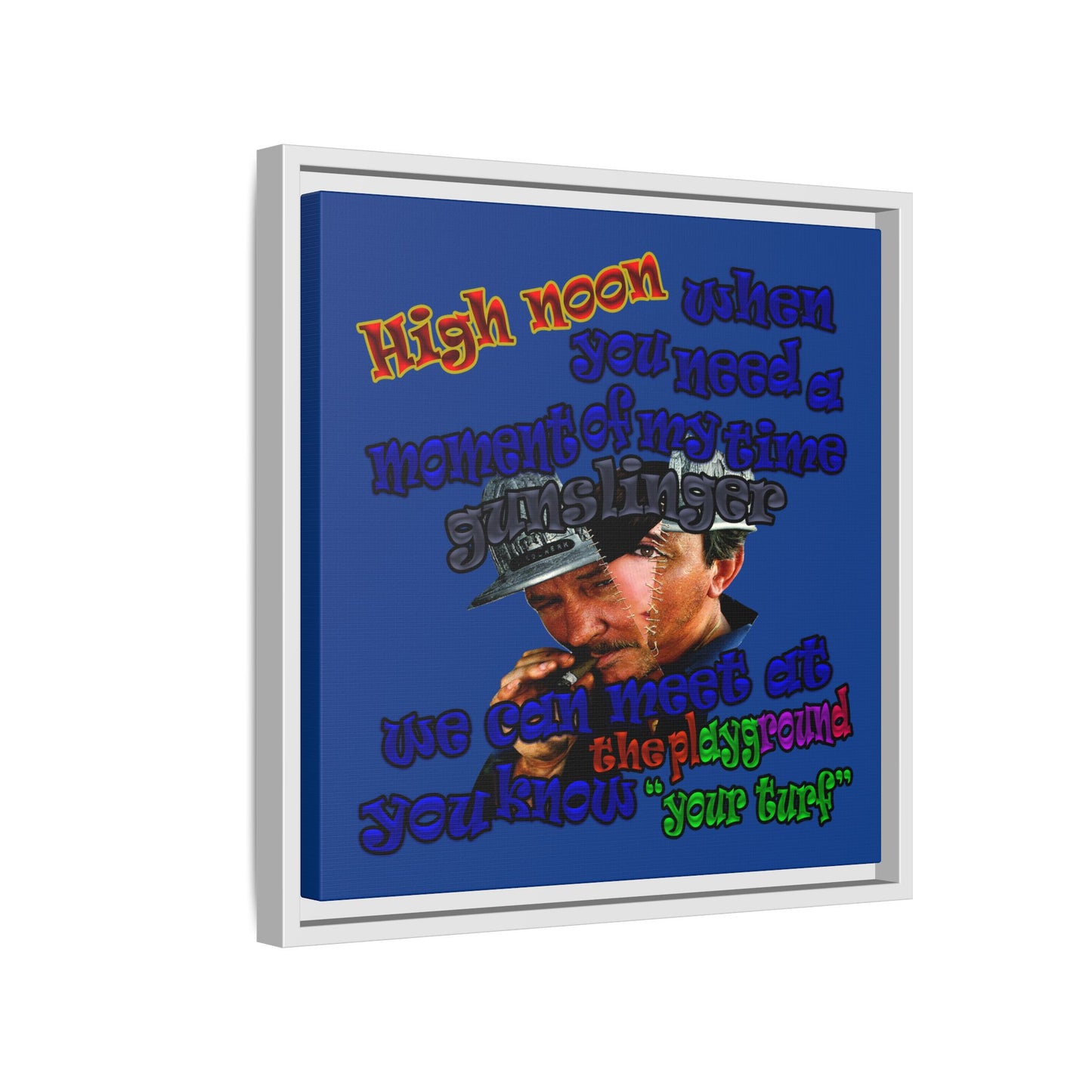 high noon - framed canvas art (dark blue)