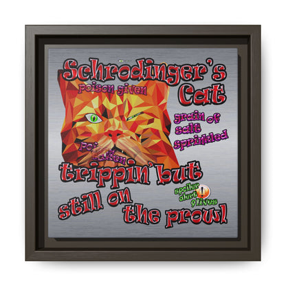 schrodinger's cat - framed canvas art (brushed nickel)