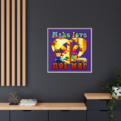 love peace - framed canvas art (purple)