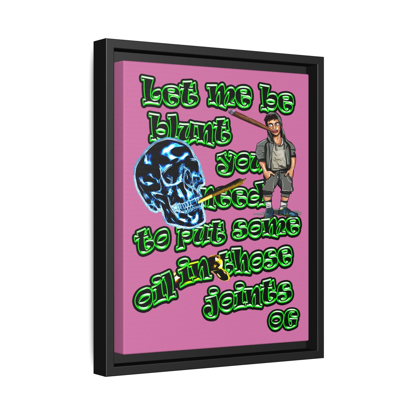 og - framed canvas art (light pink)