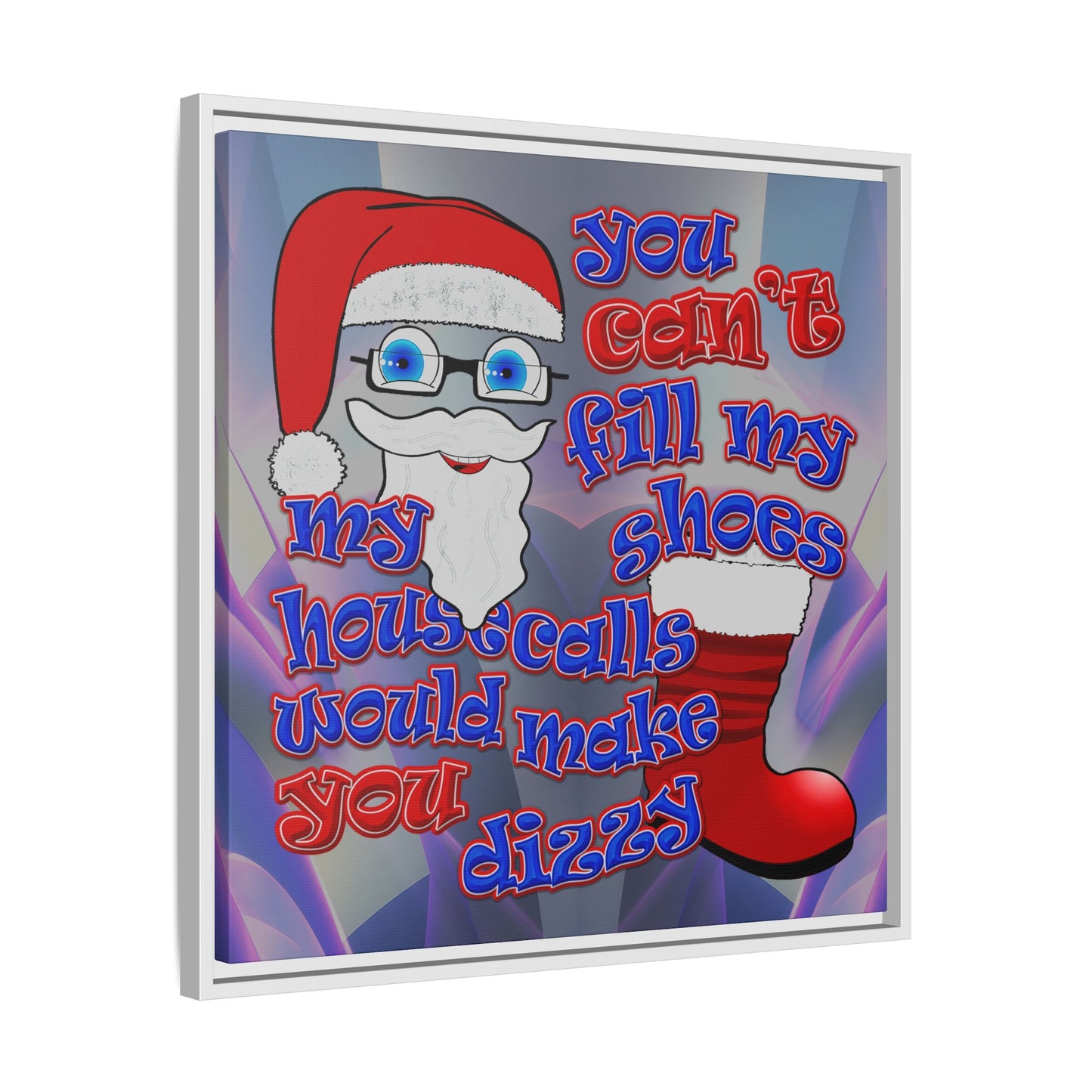 santa's shoes - framed canvas art (grey-pink wave)