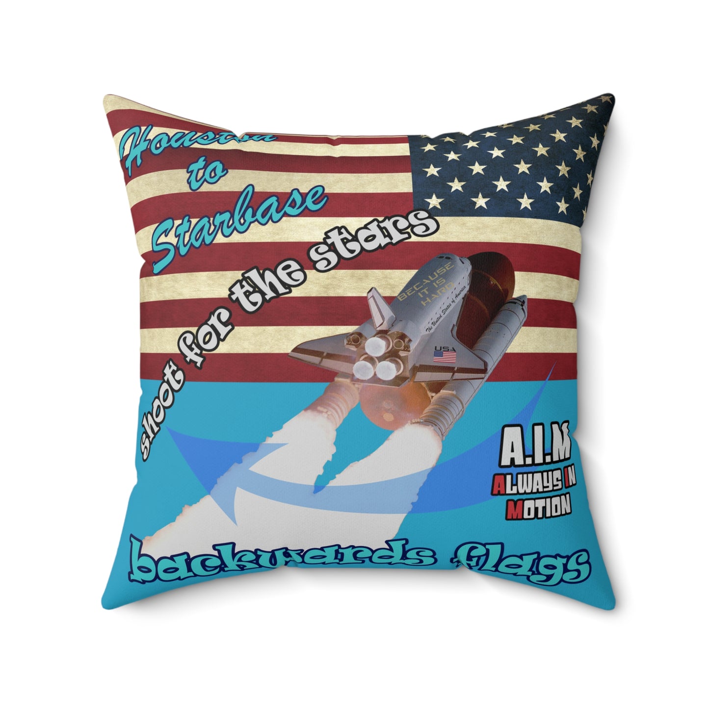 shoot for the stars - Spun Polyester Square Pillow - (turquoise)