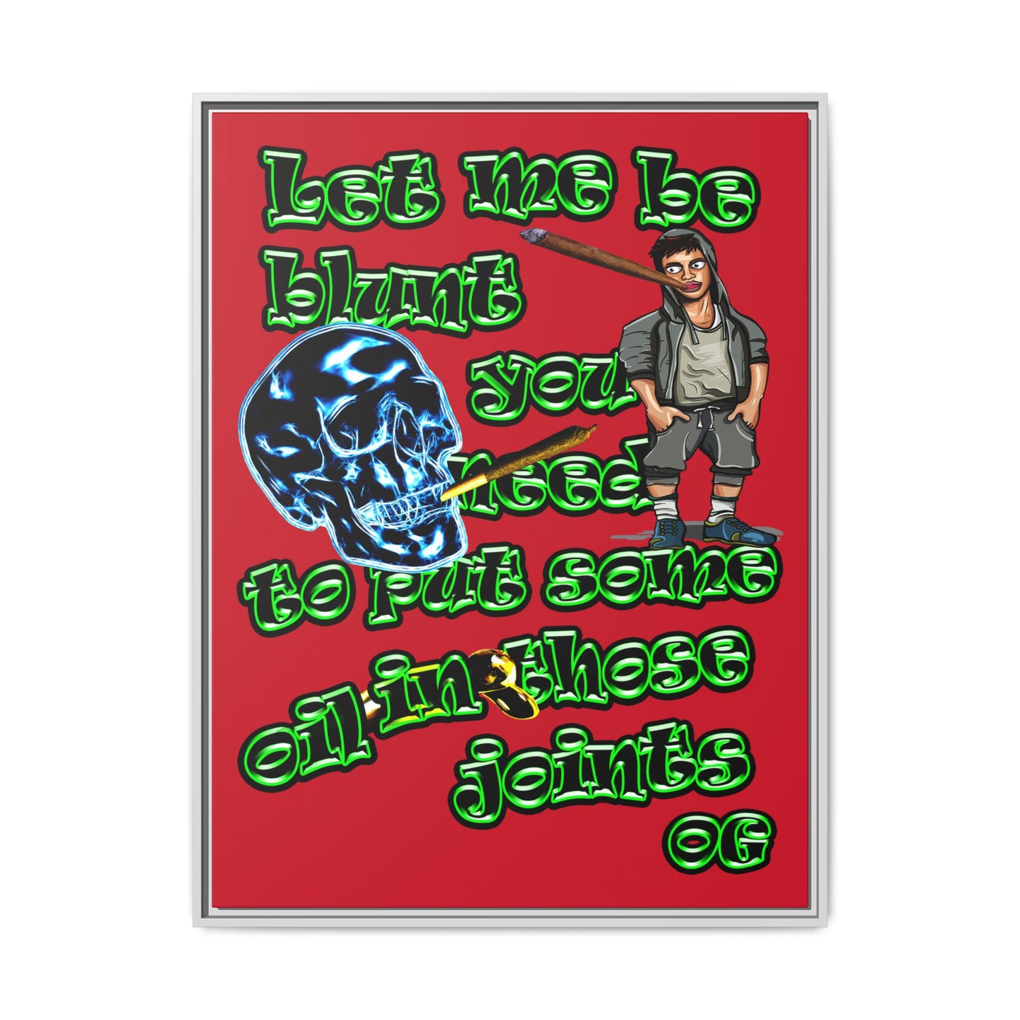 og - framed canvas art (dark red)