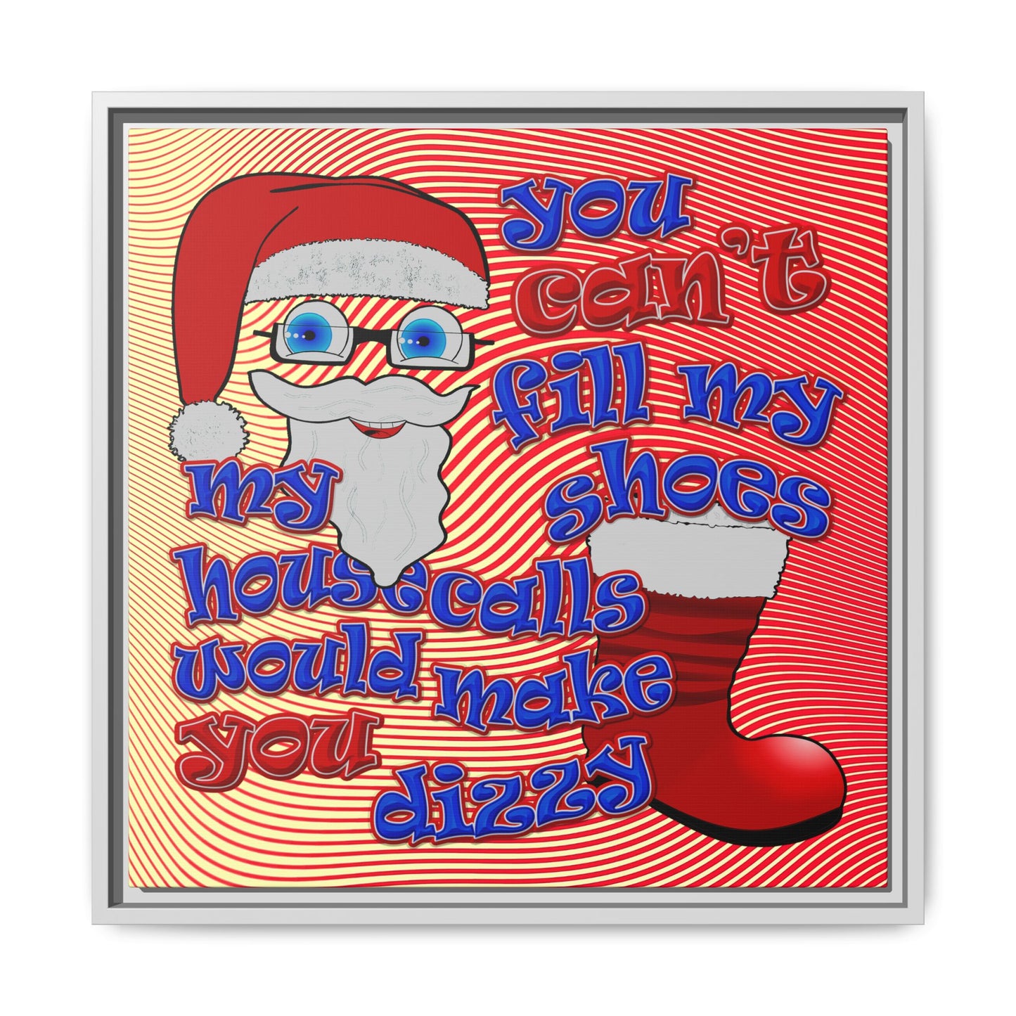 santa's shoes - framed canvas art (yellow-orange wave)
