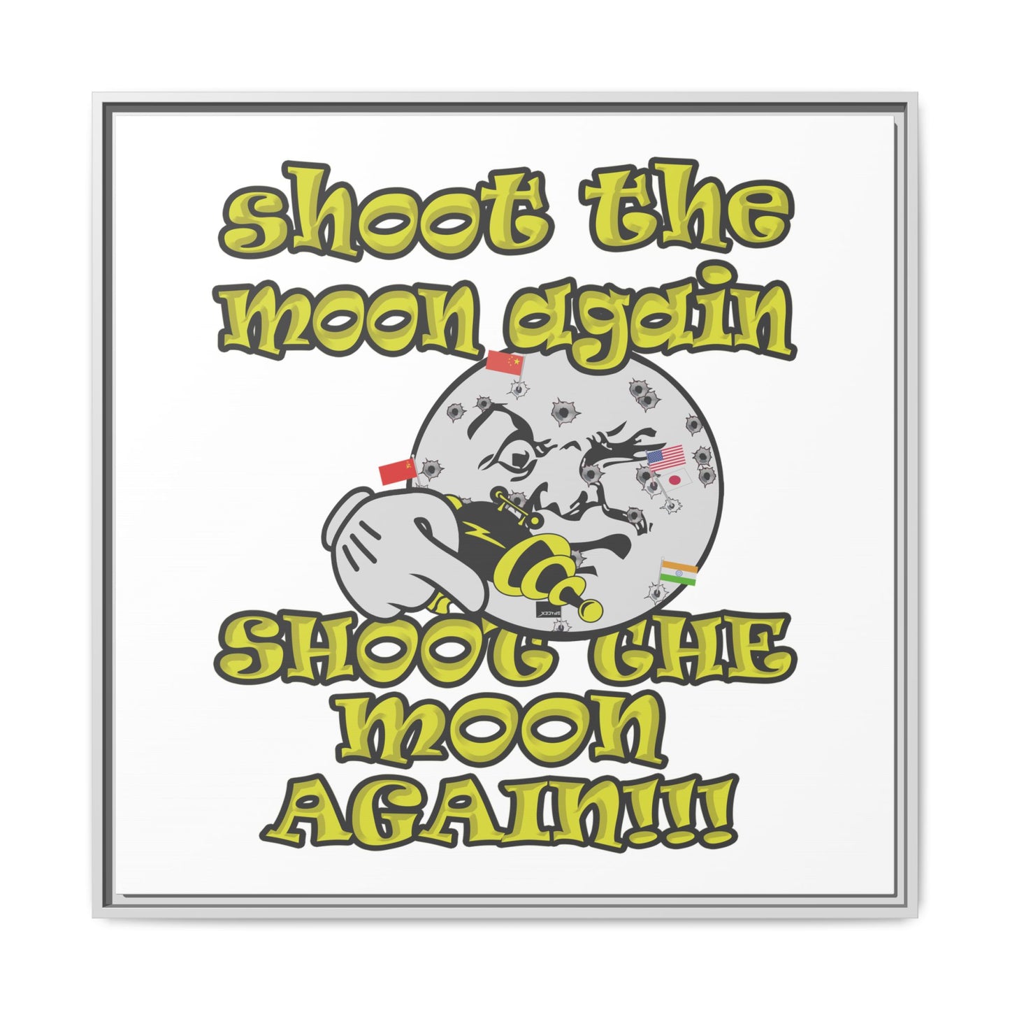 shoot the moon again - framed canvas art (white)