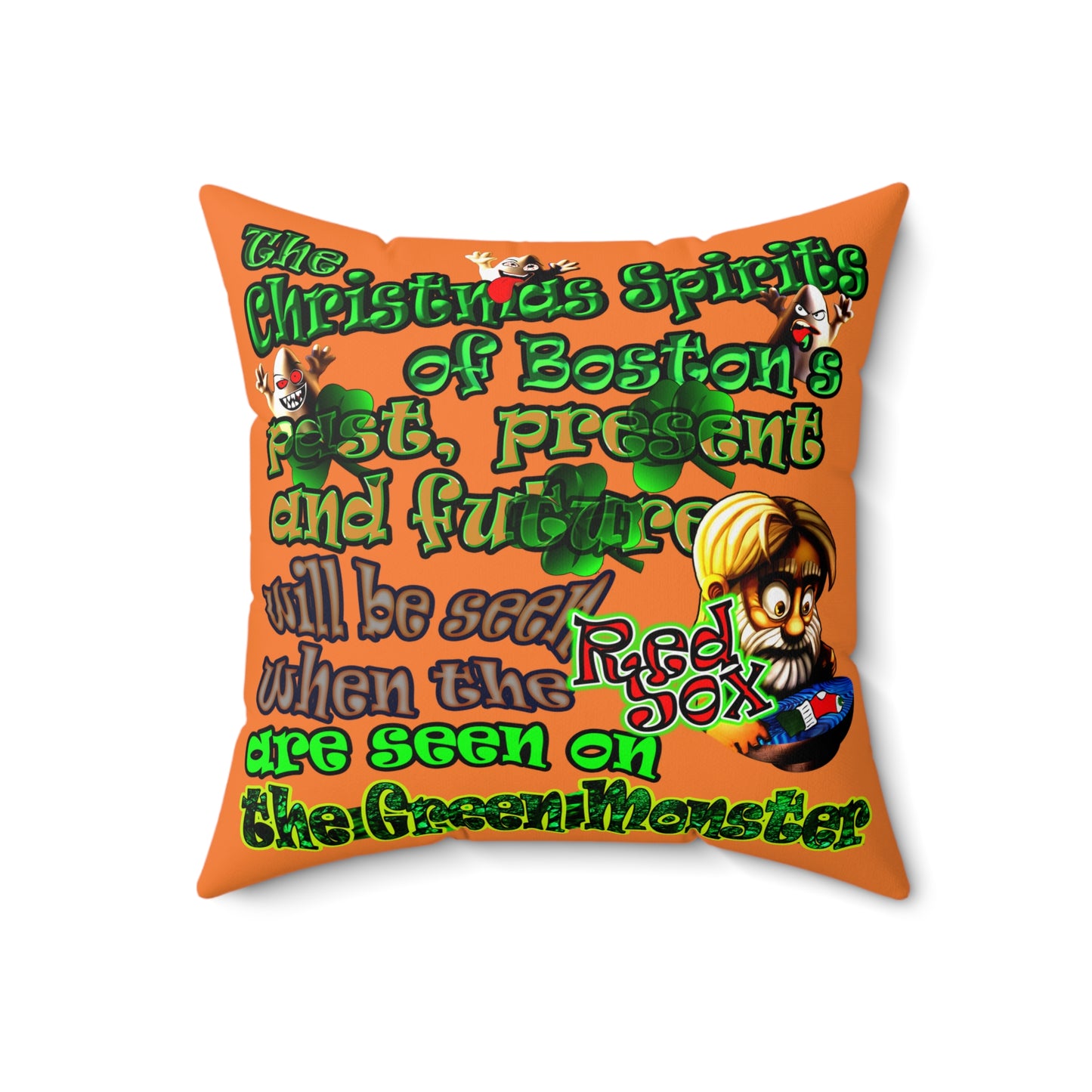 christmas spirits of boston - Spun Polyester Square Pillow - (crusta)