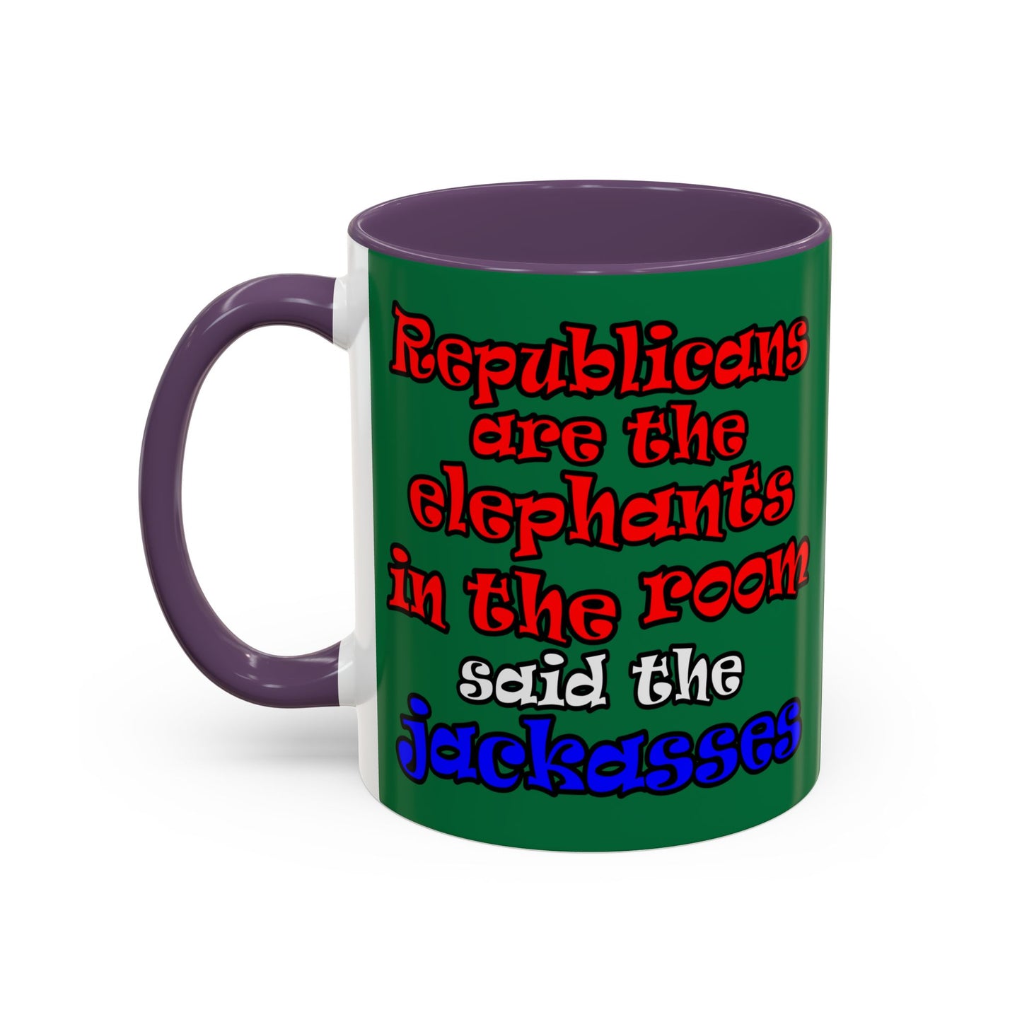 donkeys and elephants - Accent Mug (dark green)