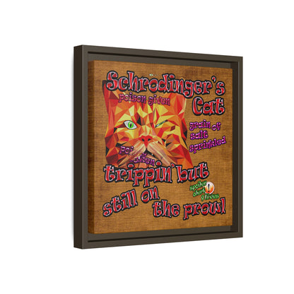 schrodinger's cat - framed canvas art (brown papyrus)