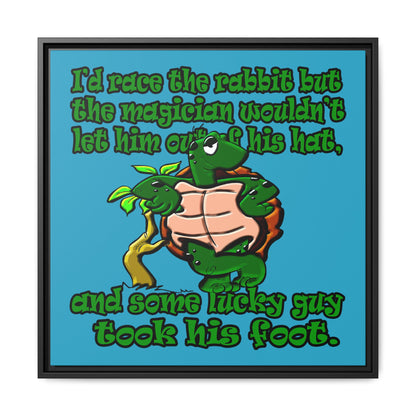 turtle race - framed canvas art (turquoise)