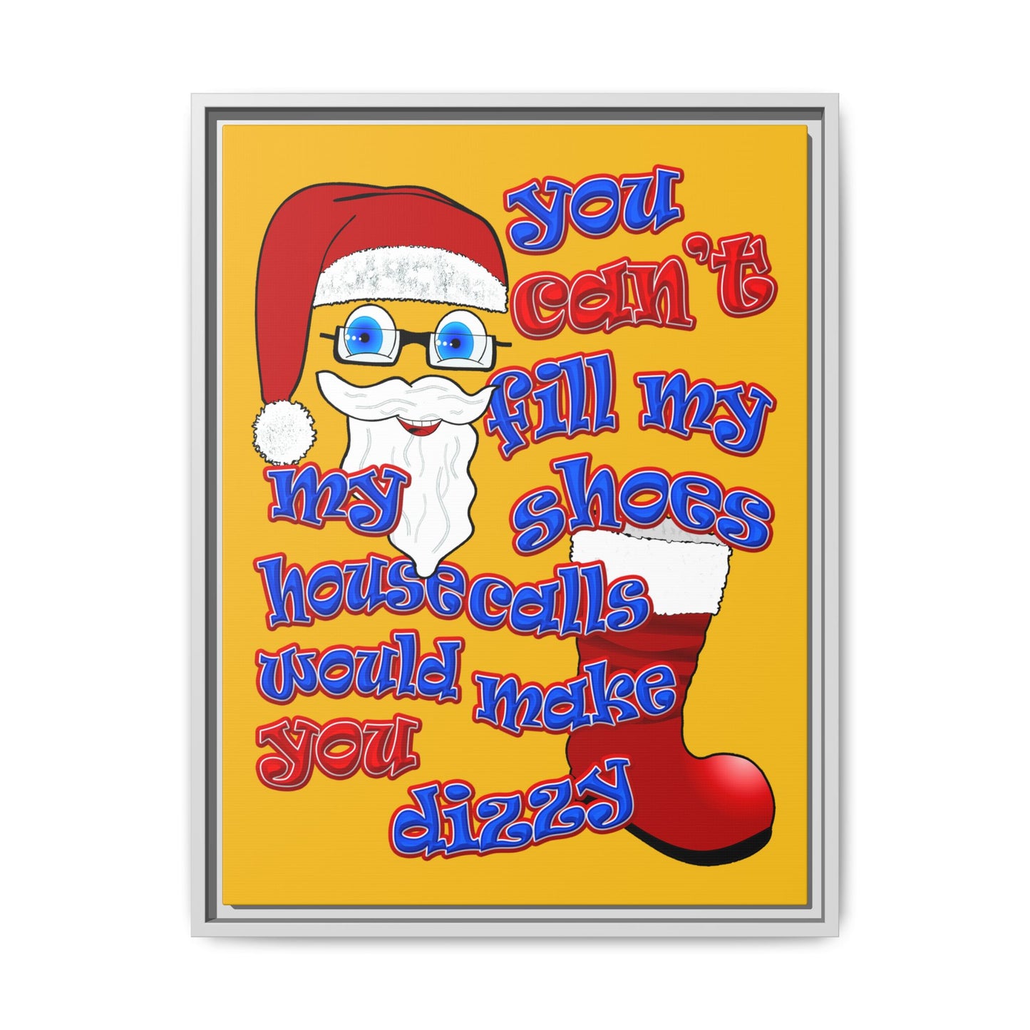 santa's shoes - framed canvas art (yellow)